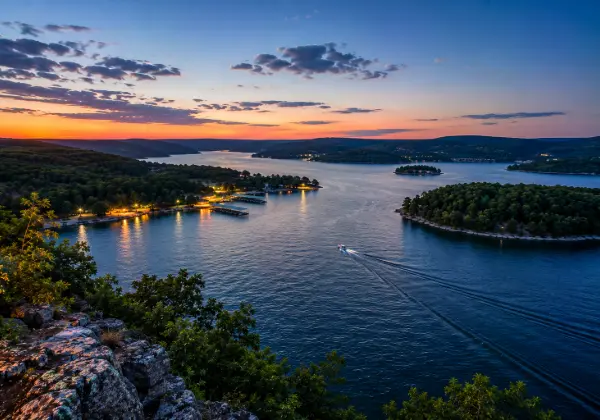 Sunset over Bull Shoals Lake in the Ozarks