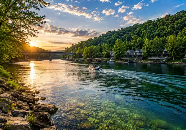 Lake Taneycomo shoreline and open water