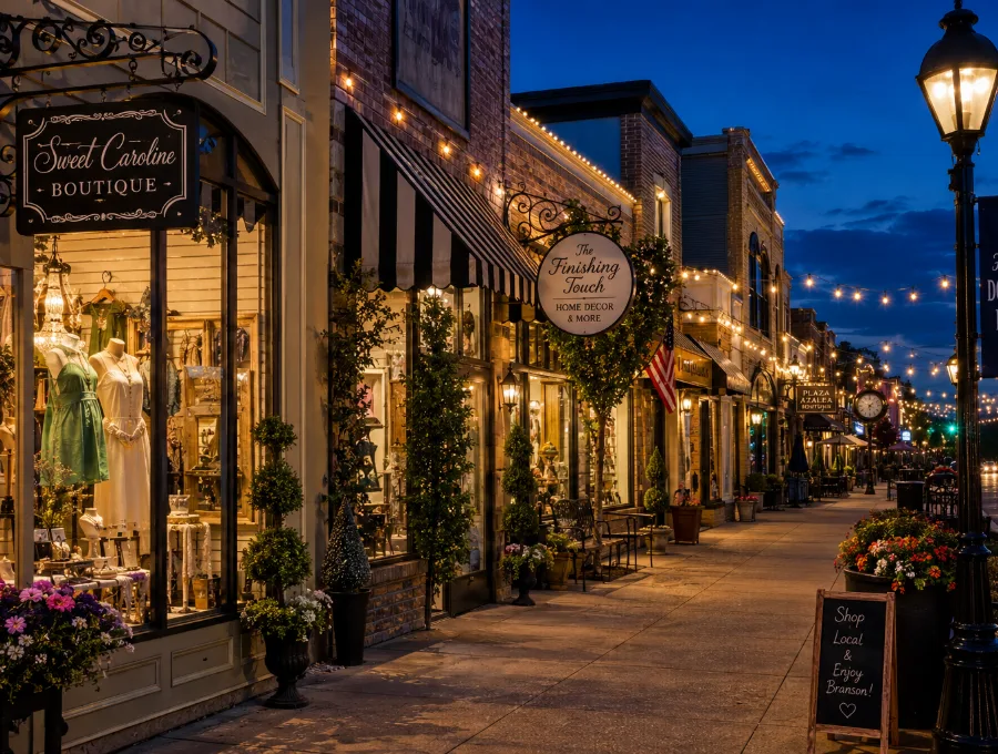 Historic Downtown Branson Main Street shops and cafes