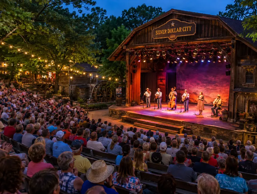 Roller coaster at Silver Dollar City theme park near Branson, Missouri