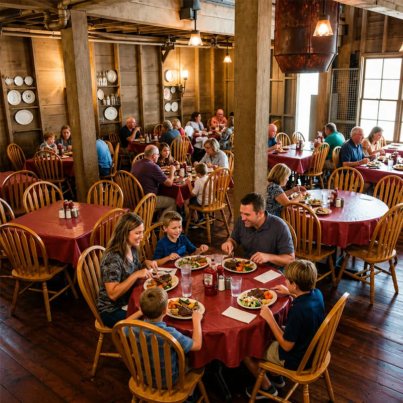 Cast-iron skillet meal and fresh cinnamon bread at Silver Dollar City