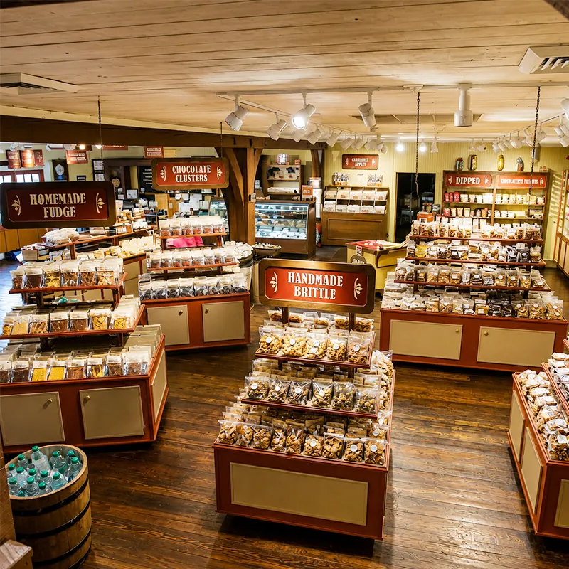 Handmade crafts and candy in a shop at Silver Dollar City, Branson