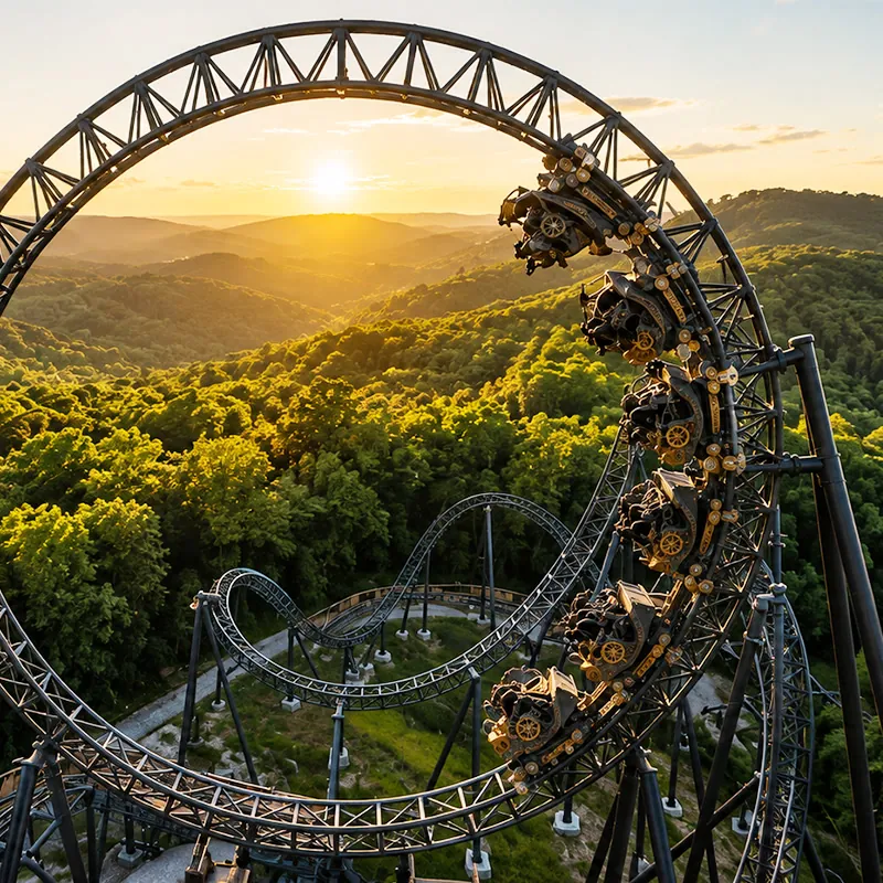 Time Traveler spinning roller coaster at Silver Dollar City, Branson
